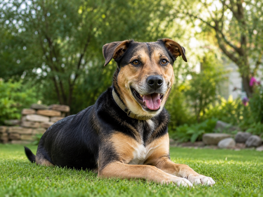 Happy healthy dog outdoors after parasite prevention care